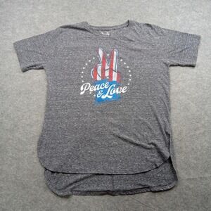 Royce Brand Shirt Mens XL Tri Blend Peace Love Graphic Patriotic Curved Hem USA
